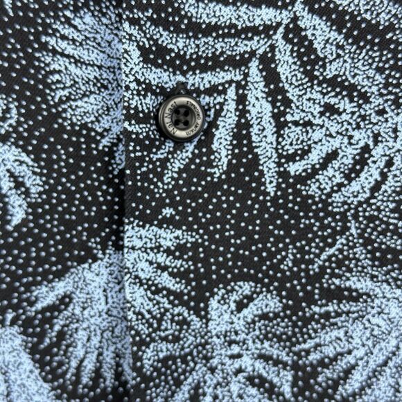 Nat Nast Button Down Shirt Blue Silk Short Sleeve Palm Tree Beach Men's Size XXL - Picture 15 of 16